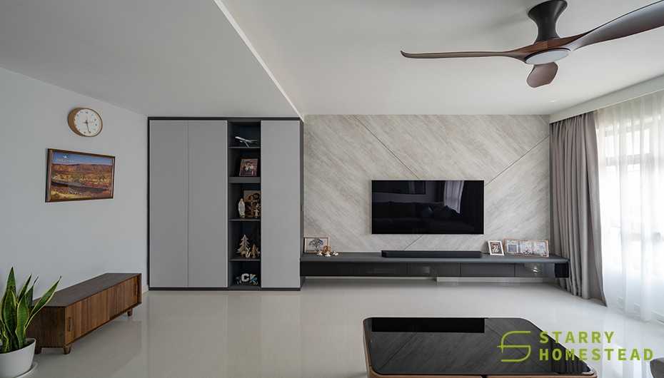 Modern Living Room with TV Console and Feature Wall