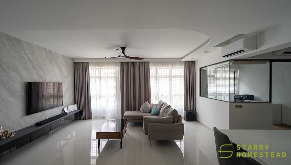 Modern Living Room with TV Console and Feature Wall