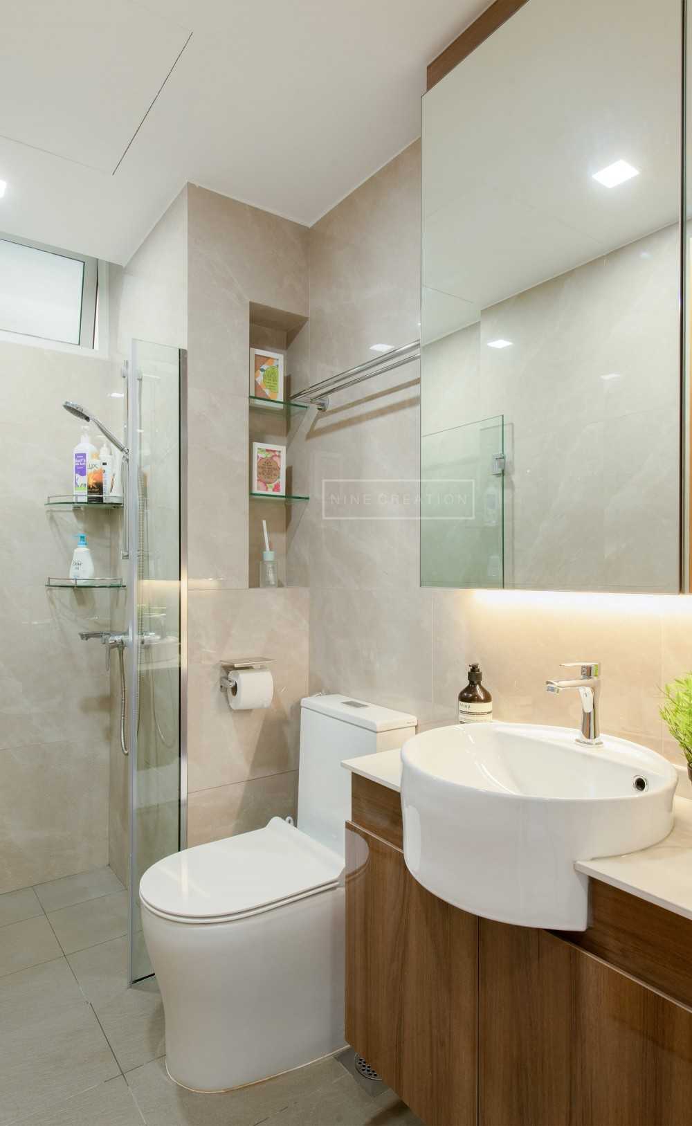 Contemporary Bathroom with Countertop and Mirror