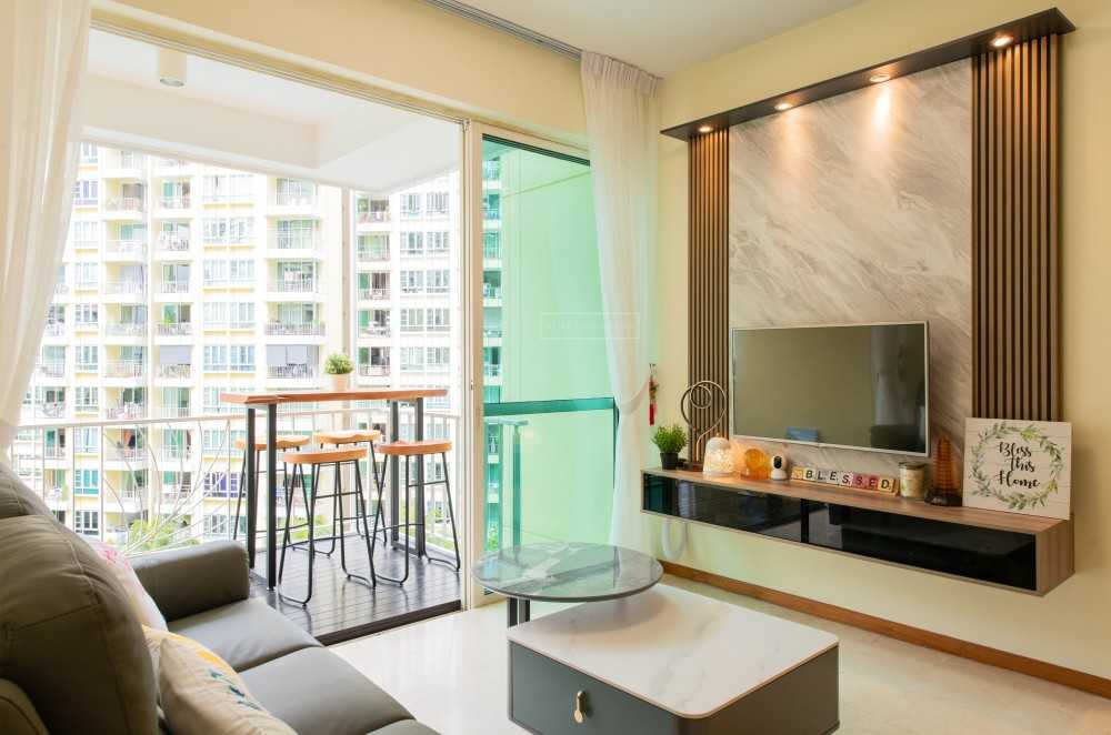 Contemporary Living Room with TV Console and Sofa