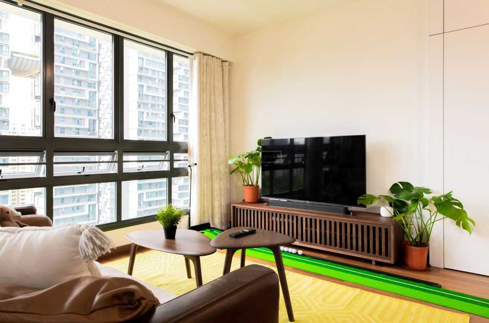 Modern Living Room with TV Console and Sofa