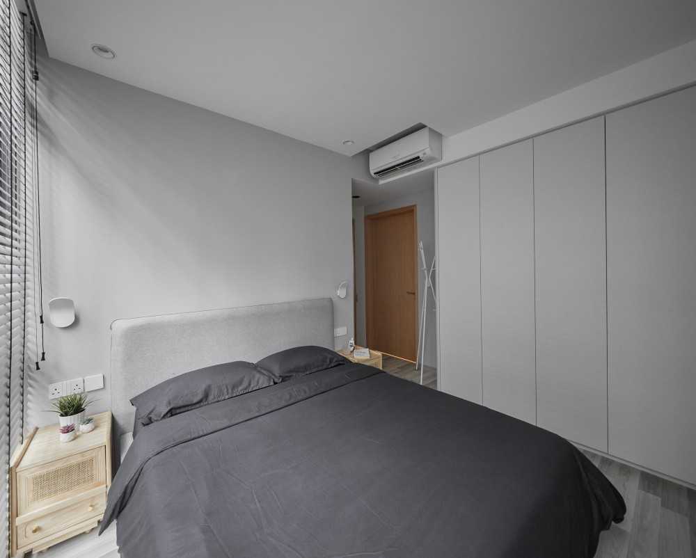 Scandinavian Bedroom with Ceiling Light and Wardrobe