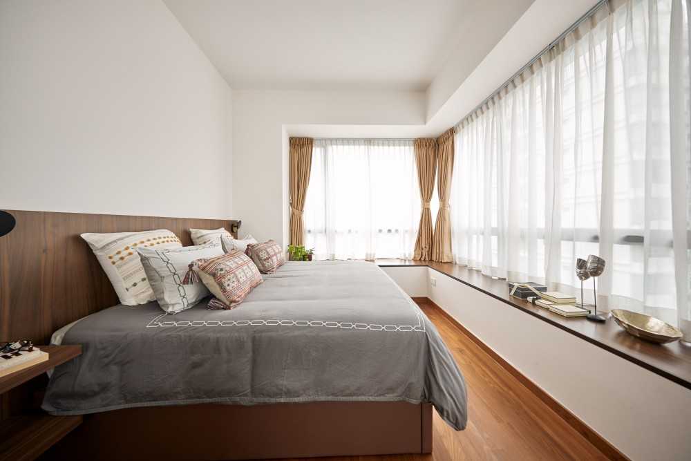 Contemporary Bedroom with Settee and Curtain