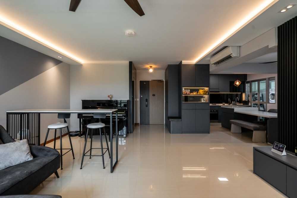 Modern Living Room with Wood Flooring and TV Console