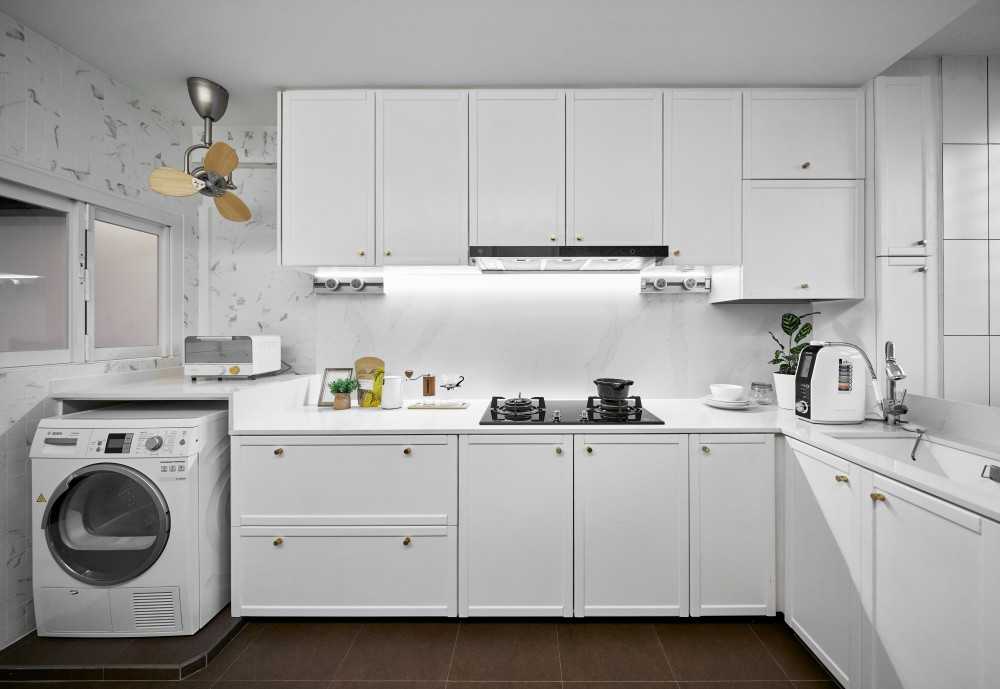 Contemporary Kitchen with Countertop and Cupboard
