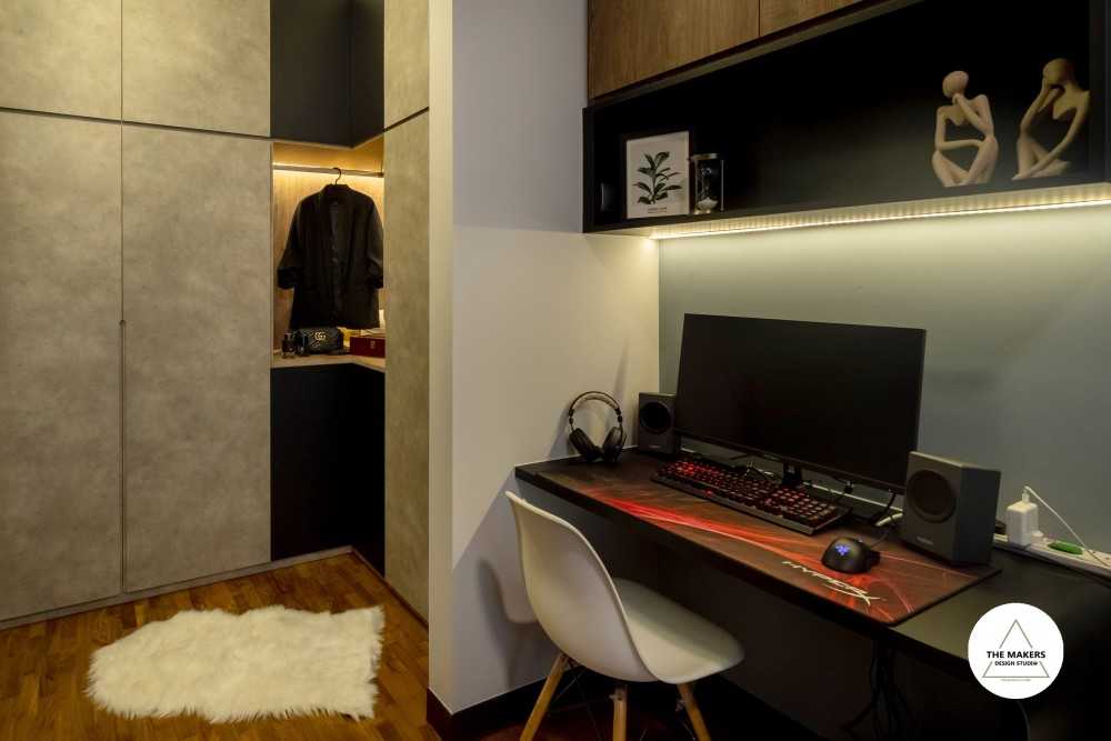 Industrial Home Office with Desk and Desk Chairs