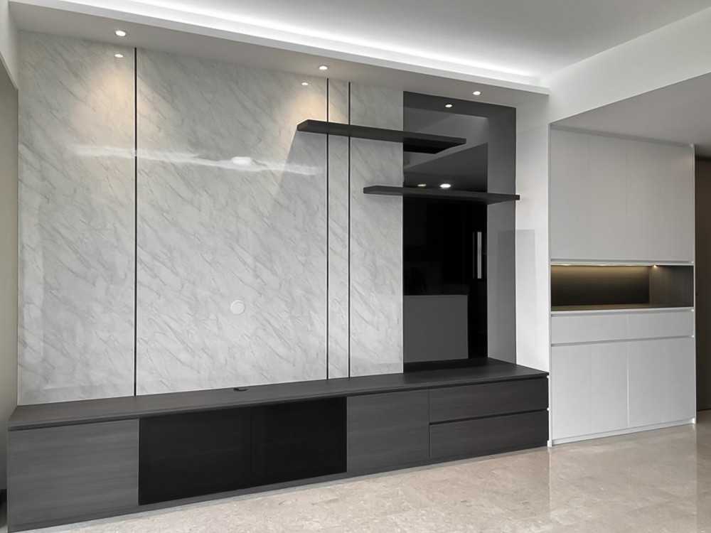 Scandinavian Living Room with TV Console and Mirror