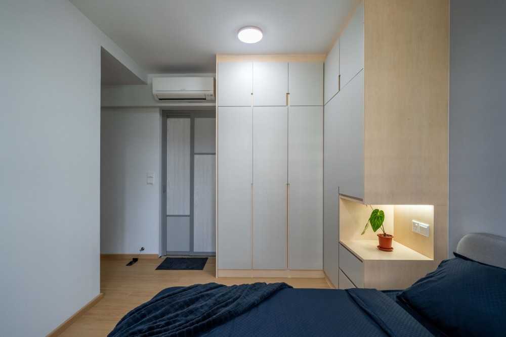 Modern Bedroom with Built-in Bed and Bedside Table