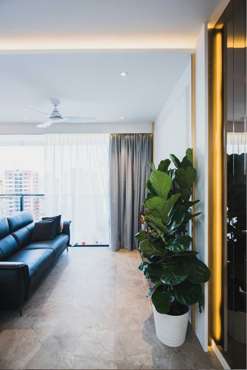 Eclectic Living Room with TV Console and Mirror
