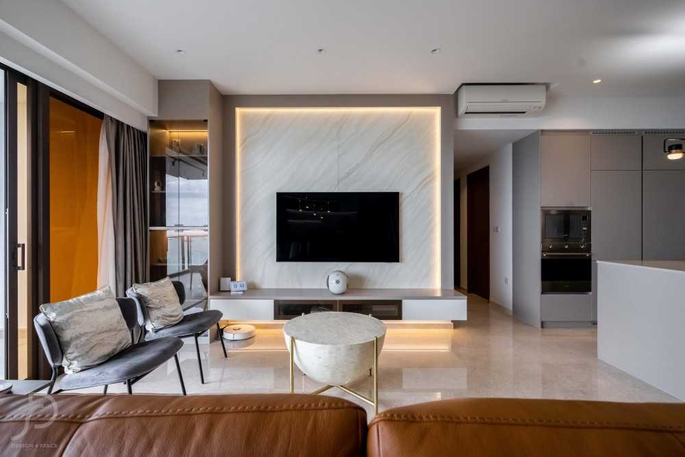 Contemporary Living Room with TV Console and Sofa