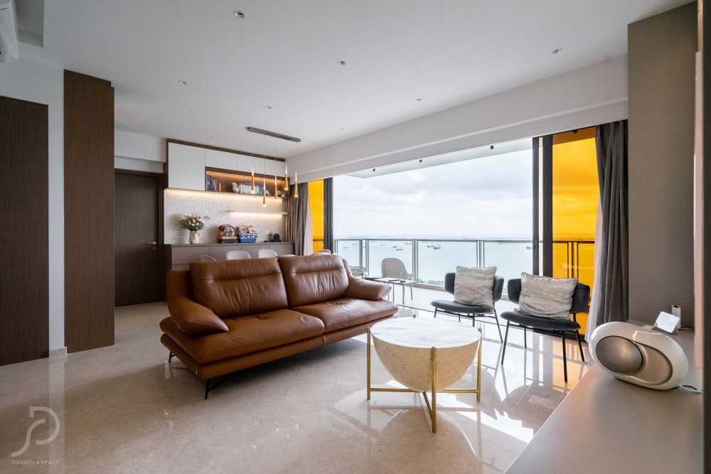 Contemporary Living Room with TV Console and Sofa