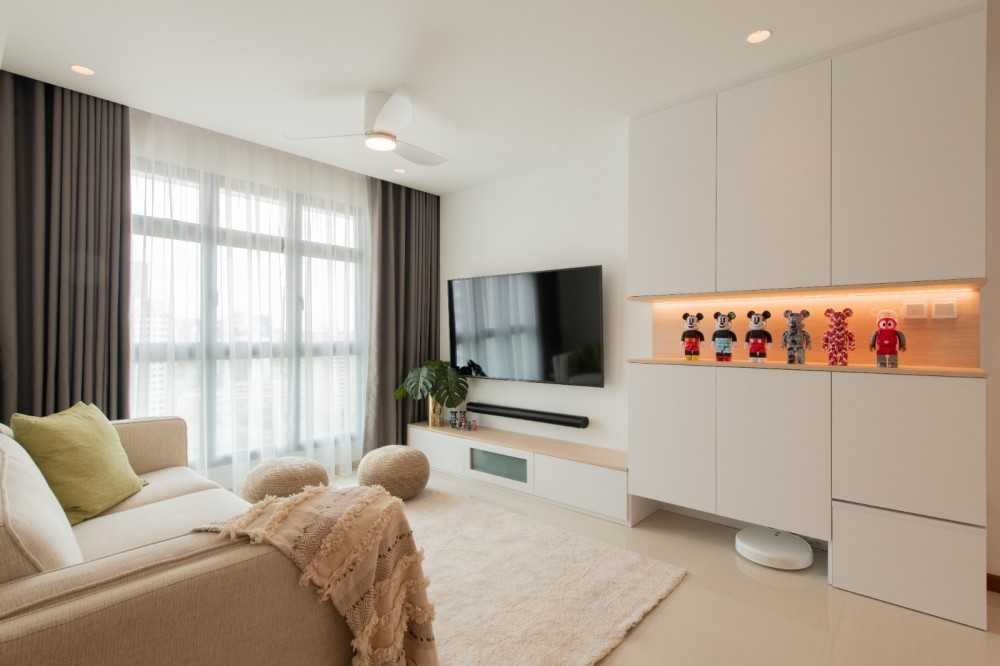 Scandinavian Living Room with Settee and Marble Floor