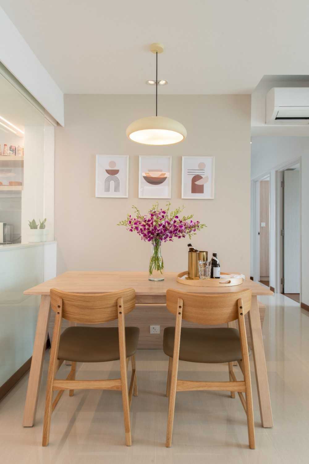 Scandinavian Dining Room with Downlights and Dining Table