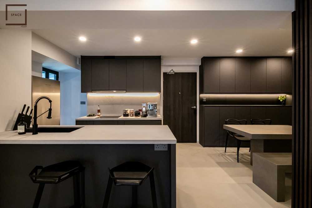 Minimalist Kitchen with Countertop and Cupboard