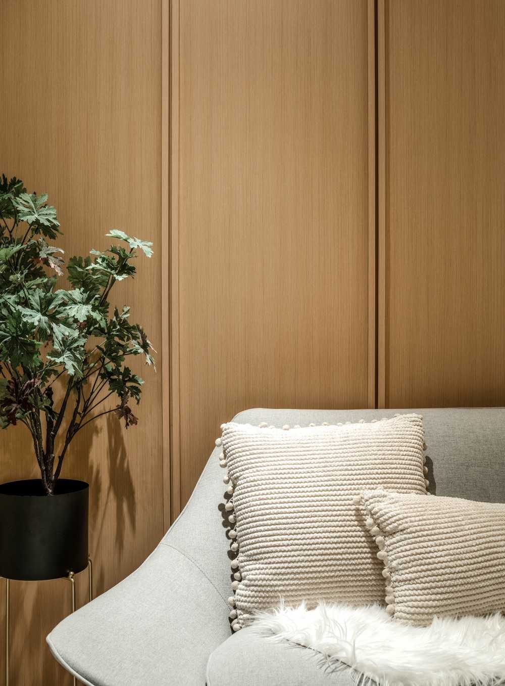 Scandinavian Living Room with Feature Wall and Sofa