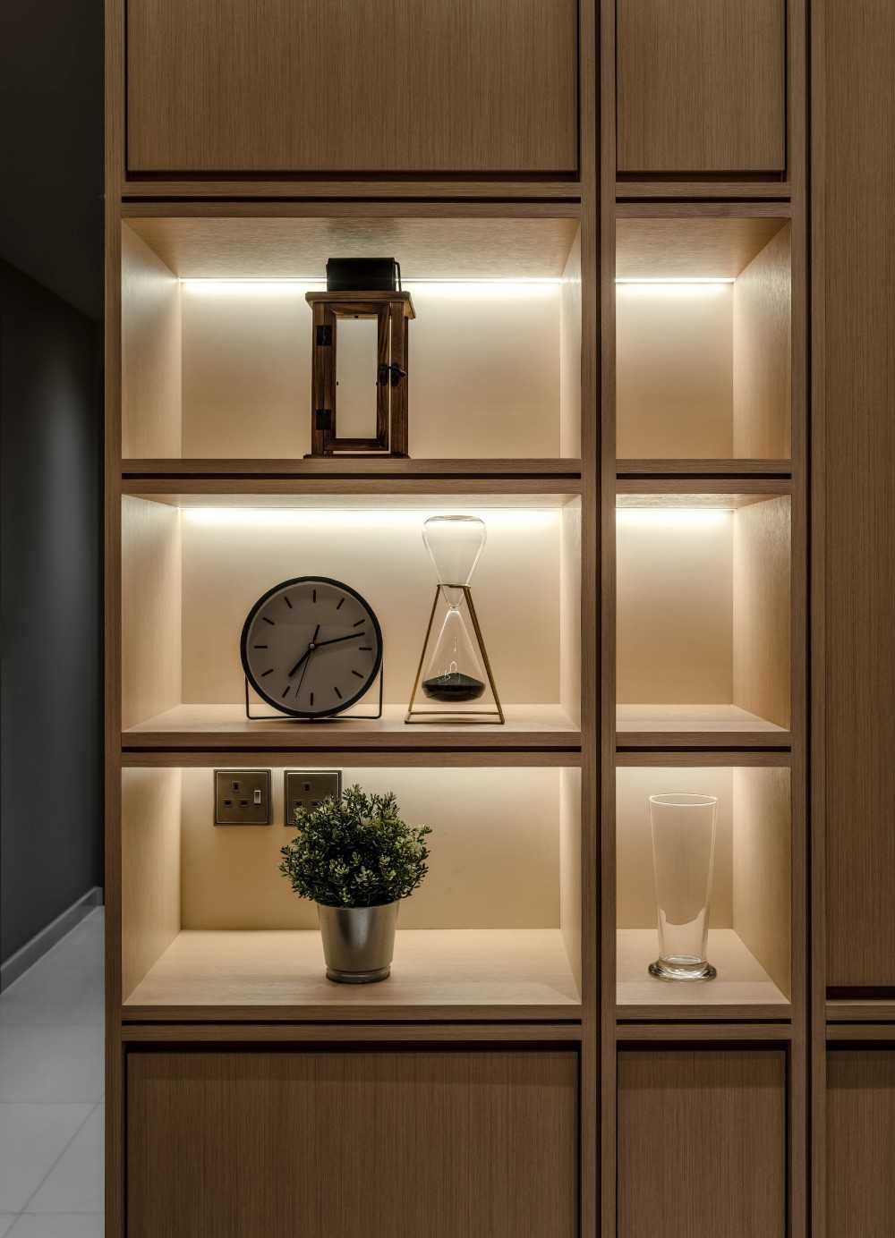 Scandinavian Living Room with Bookshelf and TV Console