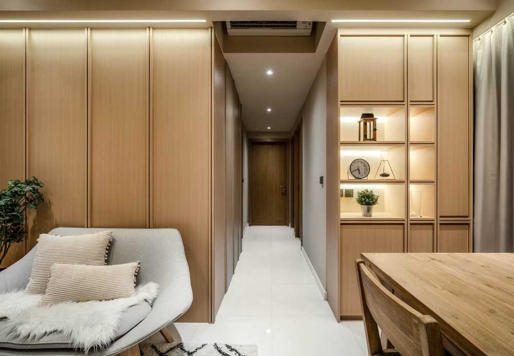 Scandinavian Living Room with Sofa and Dining Table