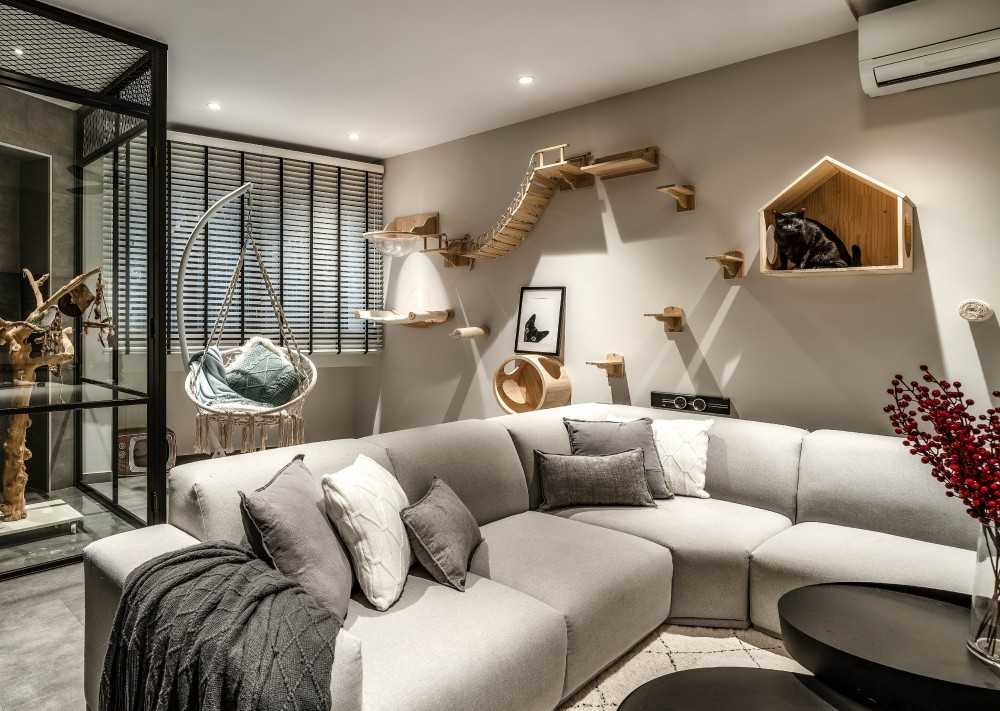 Contemporary Living Room with Sofa and Paintings