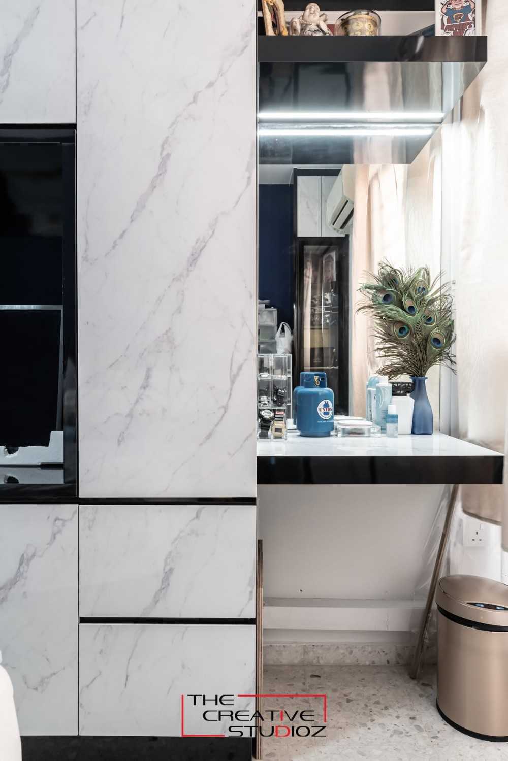 Modern Bedroom with Homogeneous Tiles and Wardrobe