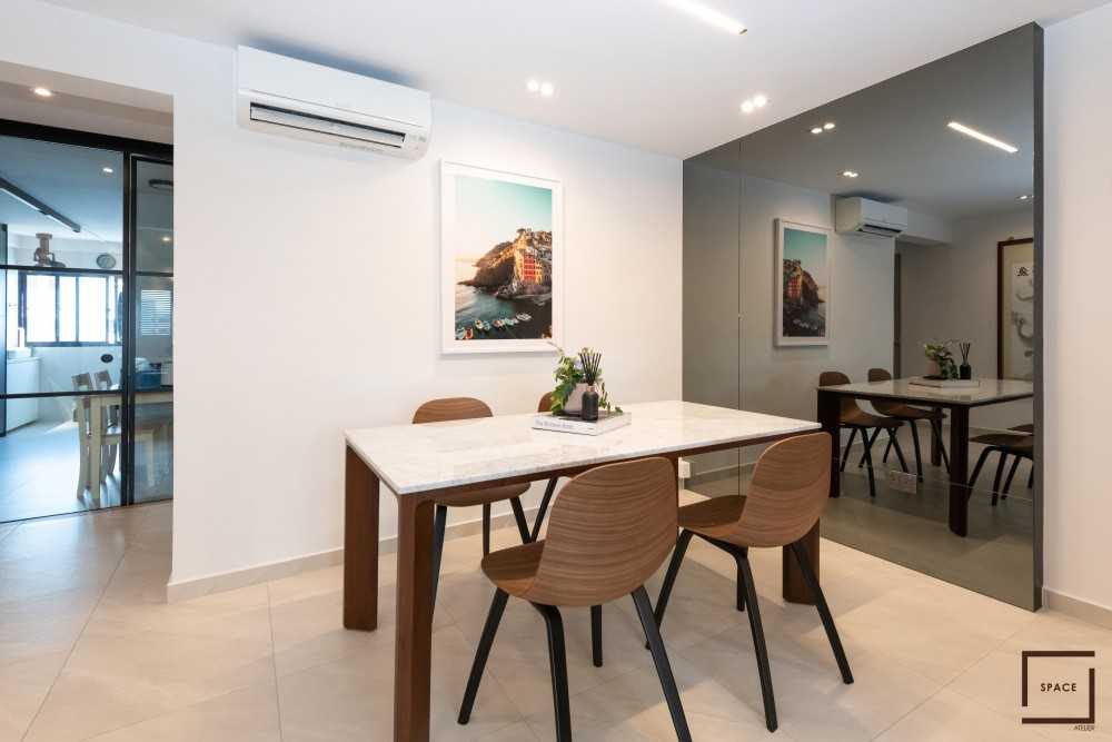 Contemporary Dining Room with Downlights and Dining Table