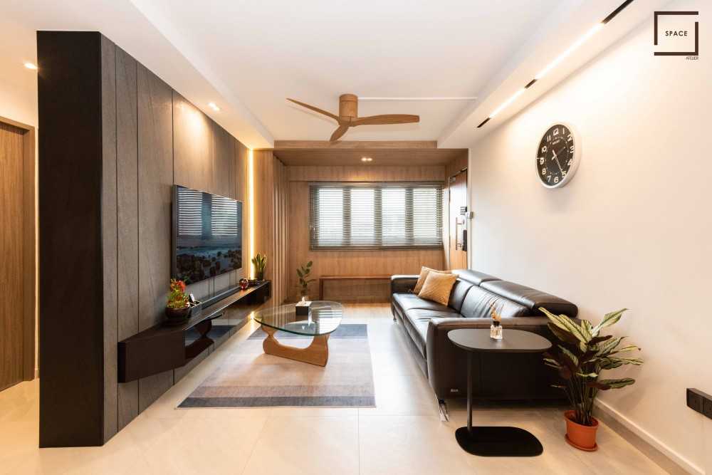 Contemporary Living Room with TV Console and Feature Wall