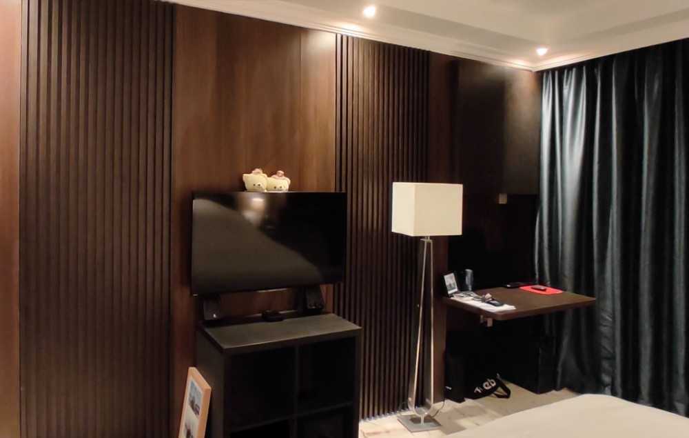 Scandinavian Living Room with TV Console and Feature Wall