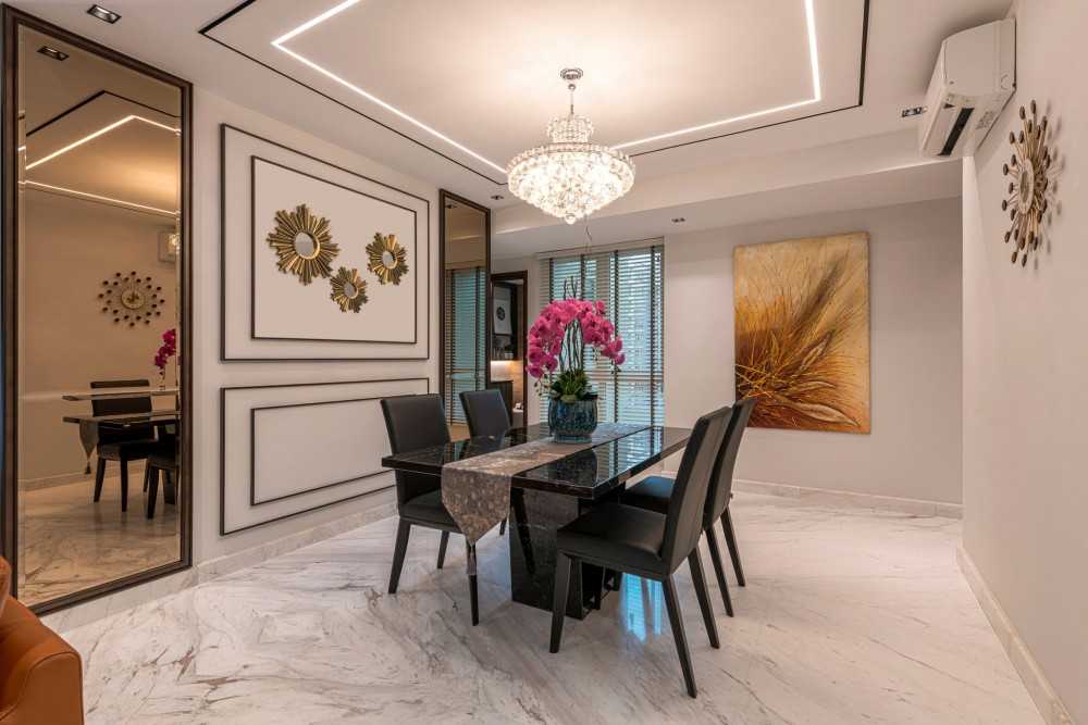 Modern Dining Room with Chandelier and Dining Table