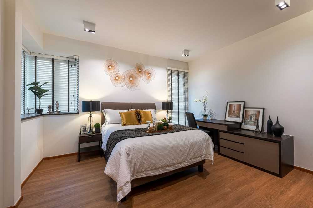 Modern Bedroom with Bedside Table and Bedroom Dresser