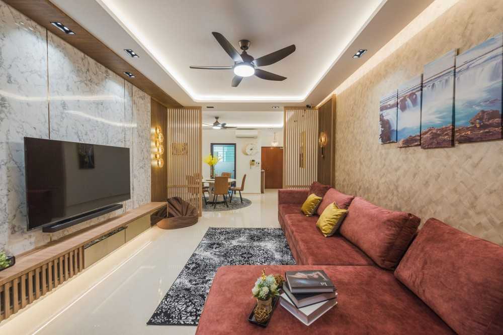 Contemporary Living Room with TV Console and Sofa