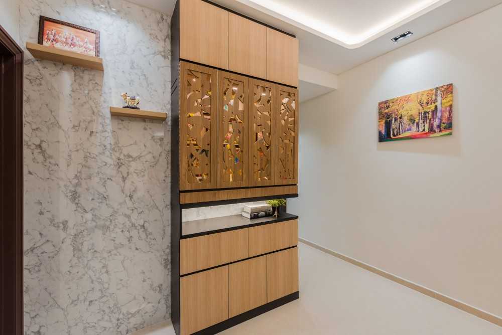 Contemporary Living Room with Drop Ceiling and Display Cabinets
