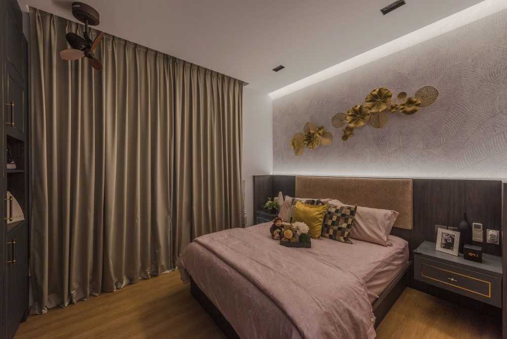 Contemporary Bedroom with Downlights and Bedside Table