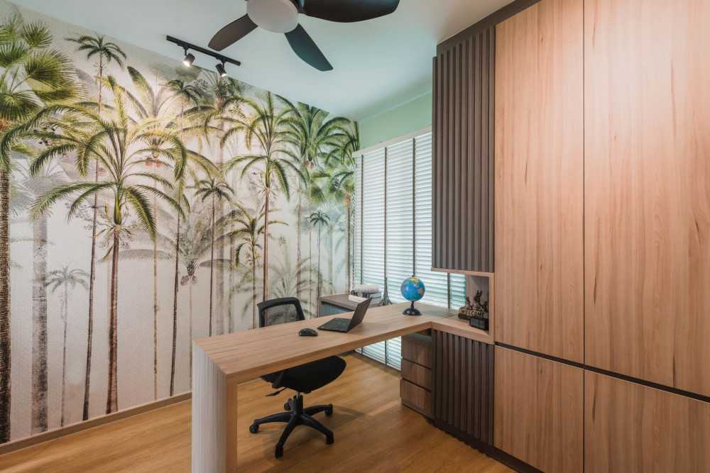 Contemporary Study with Desk and Storage Cabinets
