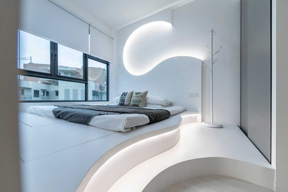 Eclectic Bedroom with Platform Bed and Day Bed