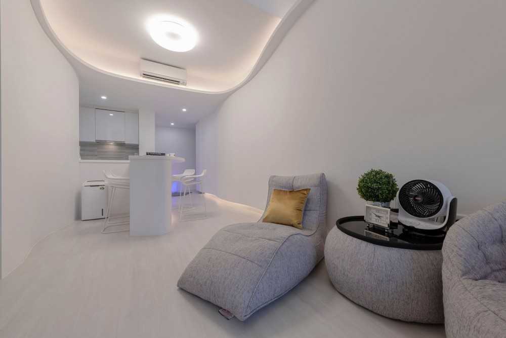 Eclectic Living Room with Ceiling Light and Lighting