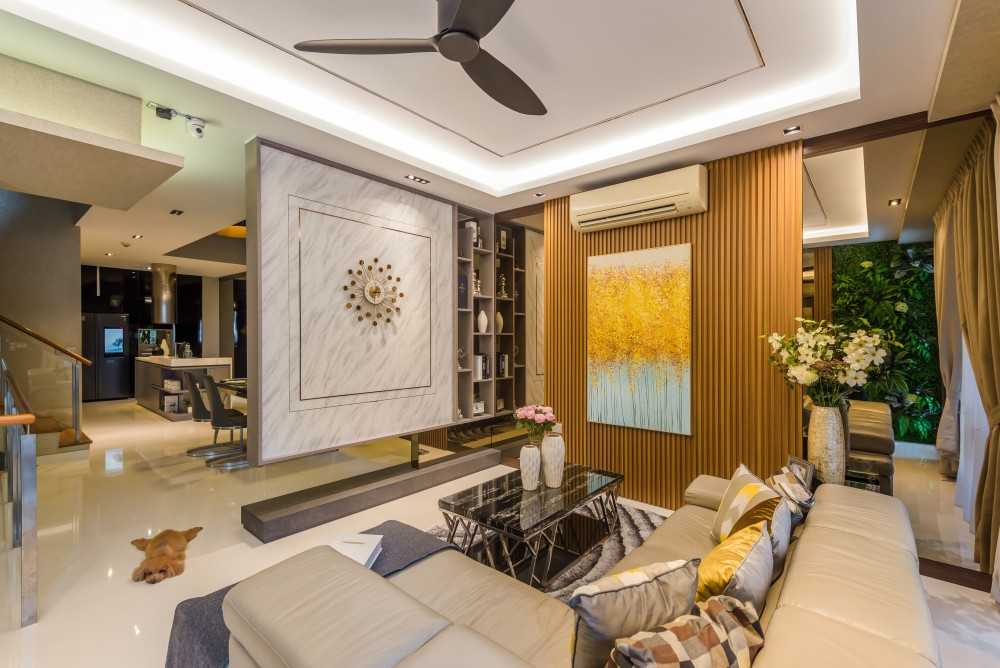 Modern Living Room with TV Console and Feature Wall
