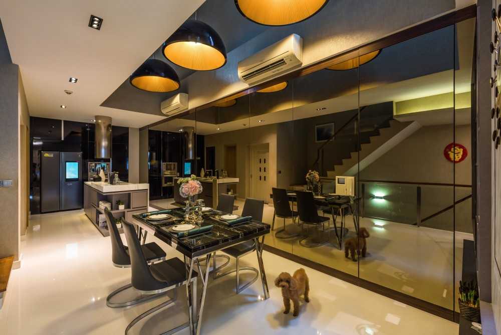 Modern Dining Room with Ceiling Light and Dining Table