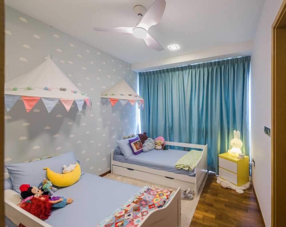 Modern Kids Room with Platform Bed and Children's Beds