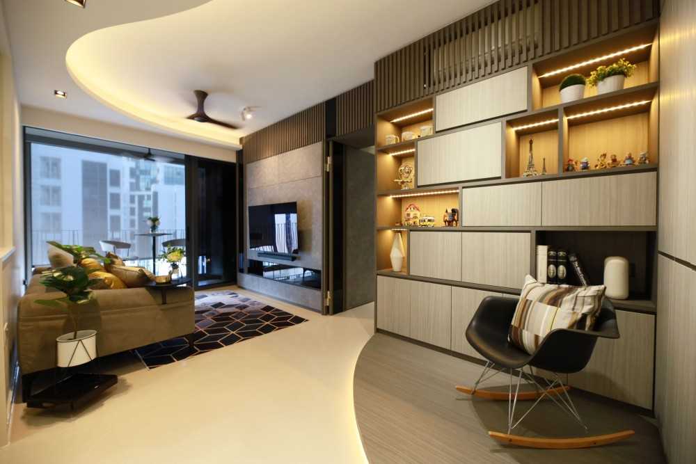 Contemporary Living Room with TV Console and Sofa