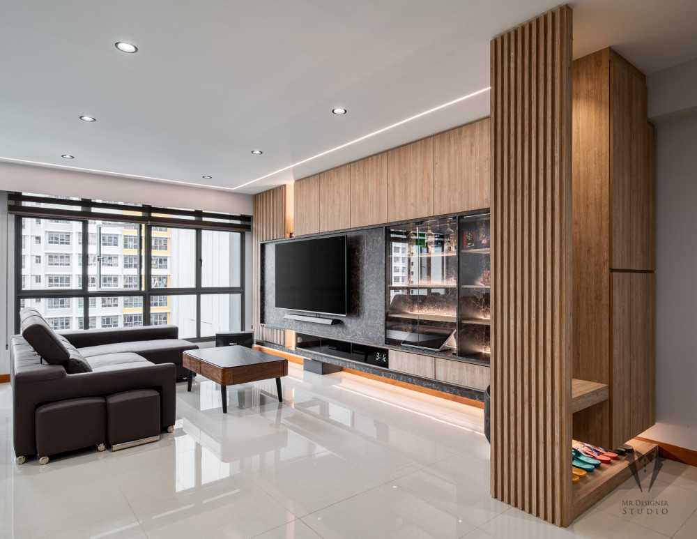 Contemporary Entryway with Seating Bench and Shoe Rack