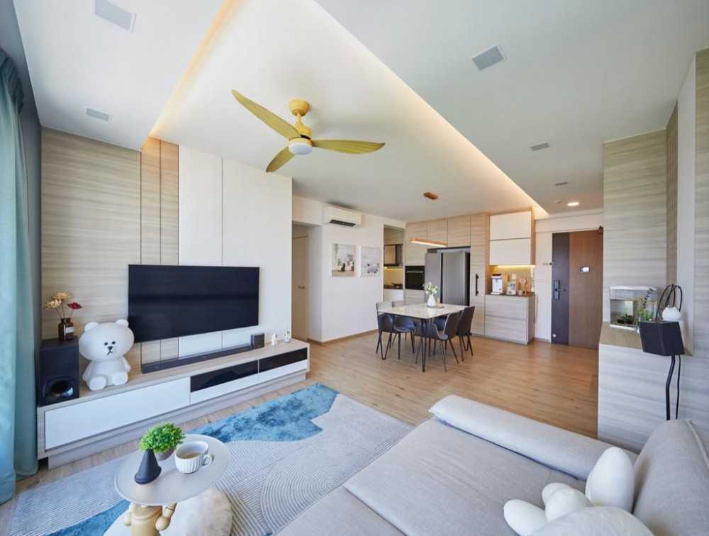 Scandinavian Living Room with Vinyl Flooring and Wood Flooring