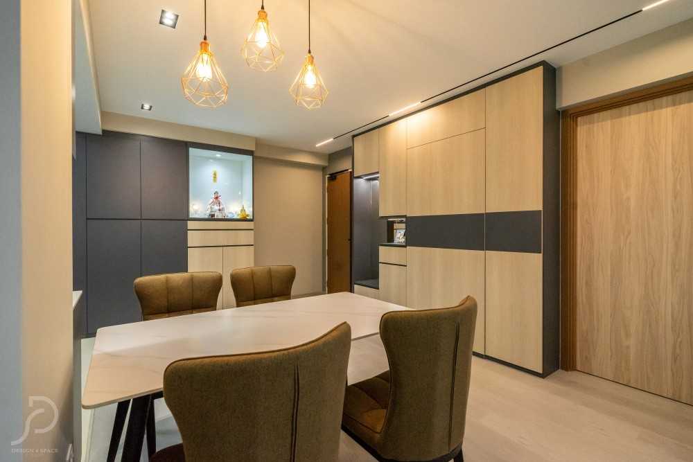 Contemporary Dining Room with Drop Light and Cove Lighting