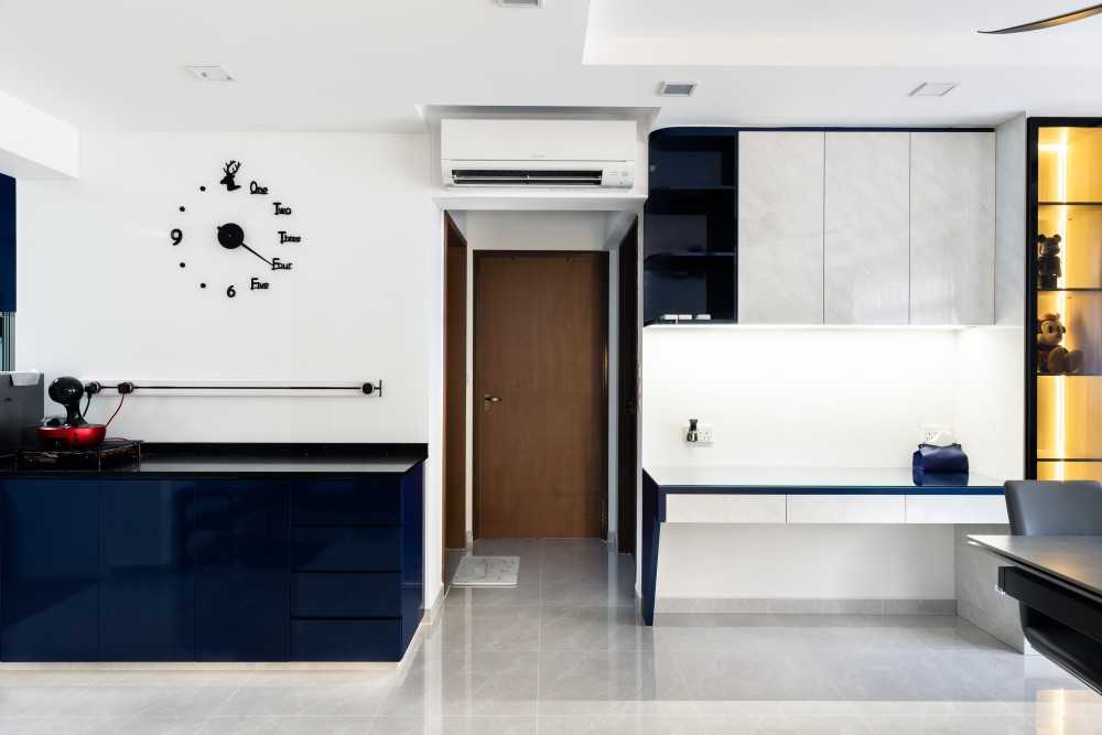 Modern Dining Room with Paintings and Storage Cabinets