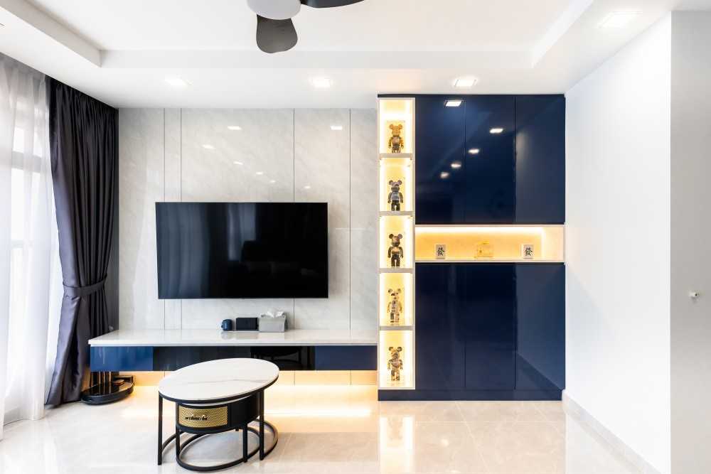Modern Living Room with TV Console and Feature Wall