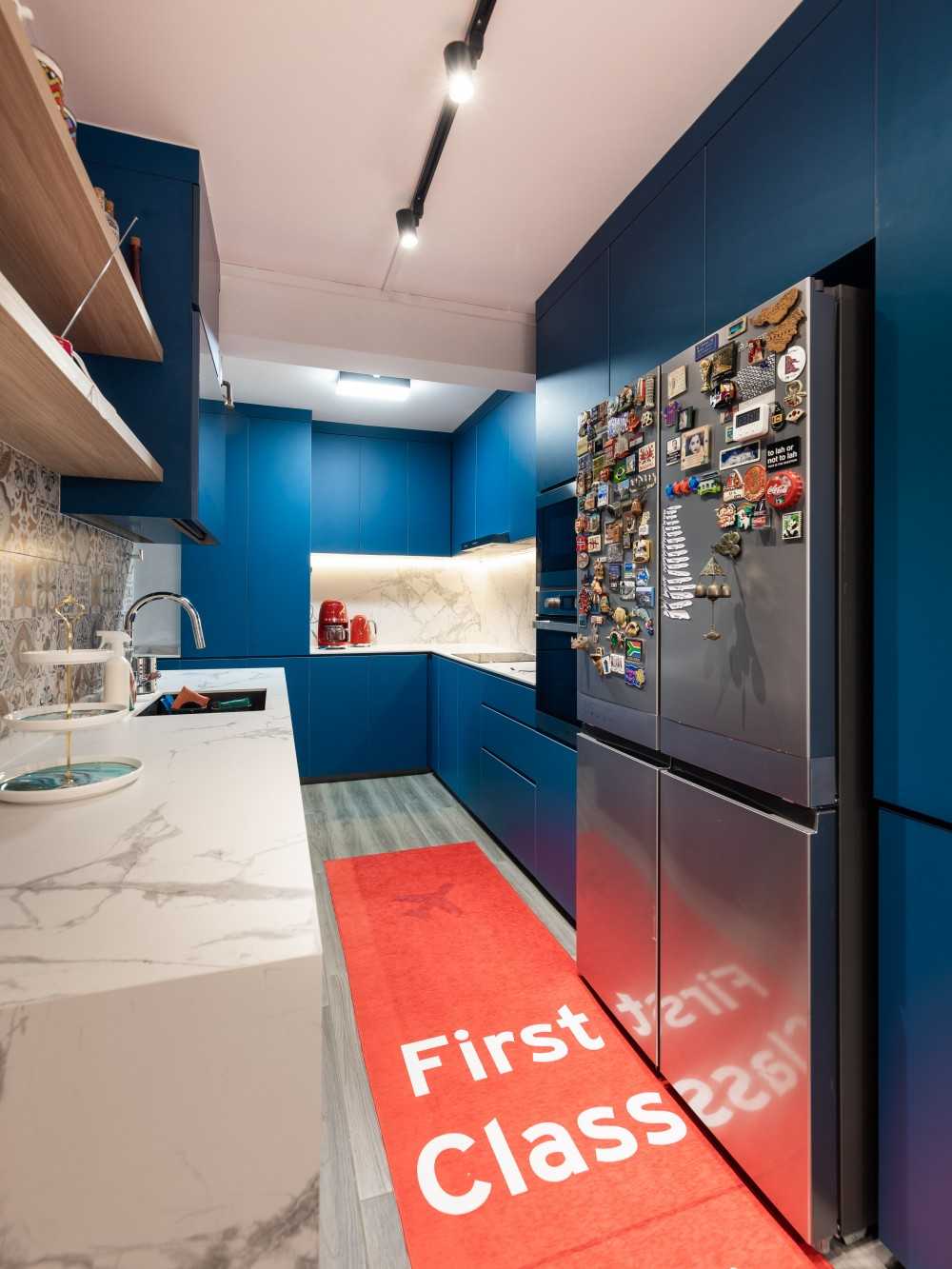 Eclectic Kitchen with Cupboard and Open Kitchen