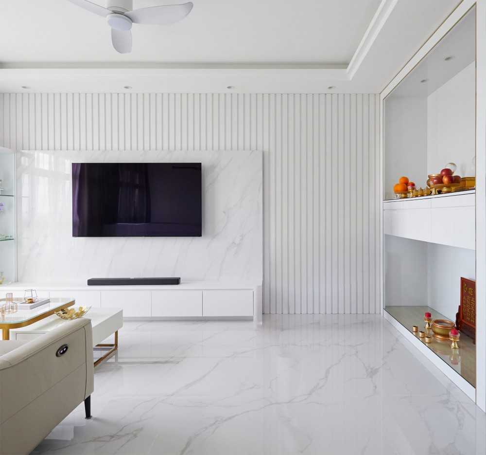 Modern Living Room with TV Console and Feature Wall