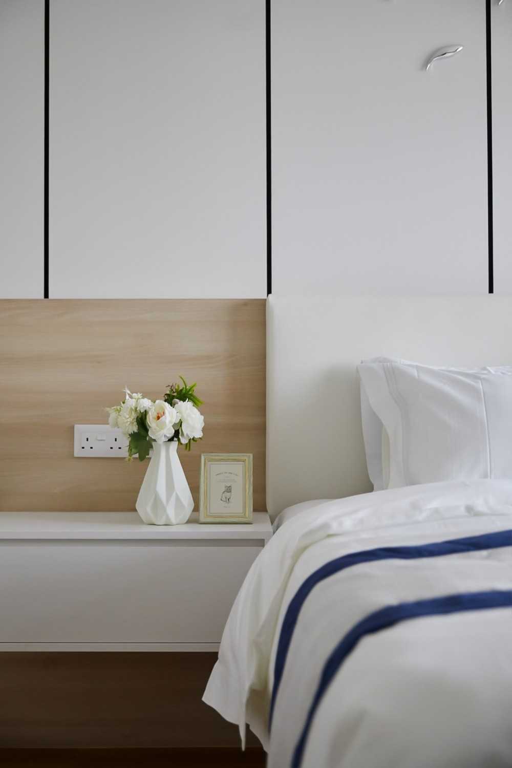 Modern Bedroom with Bedside Table and Bedroom Dresser