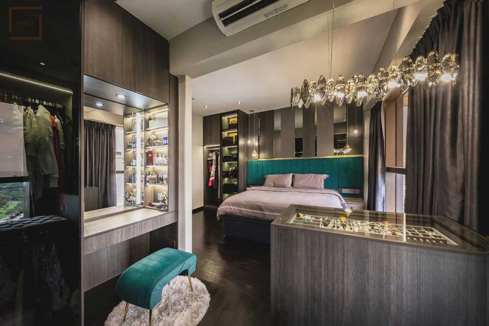 Modern Bedroom with Parquet Floor and Wardrobe