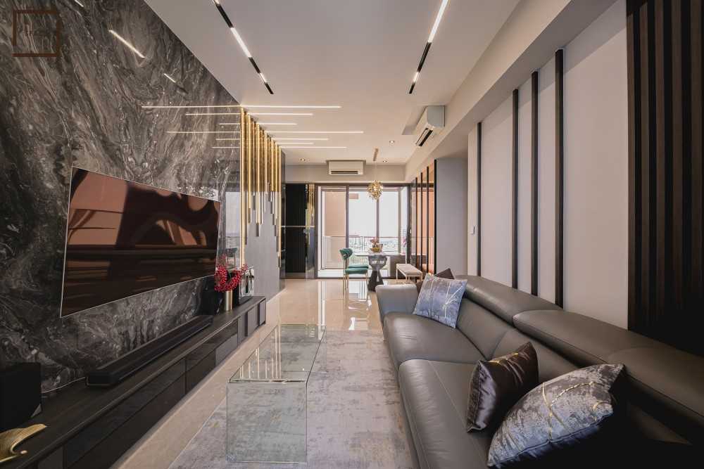 Modern Living Room with TV Console and TV
