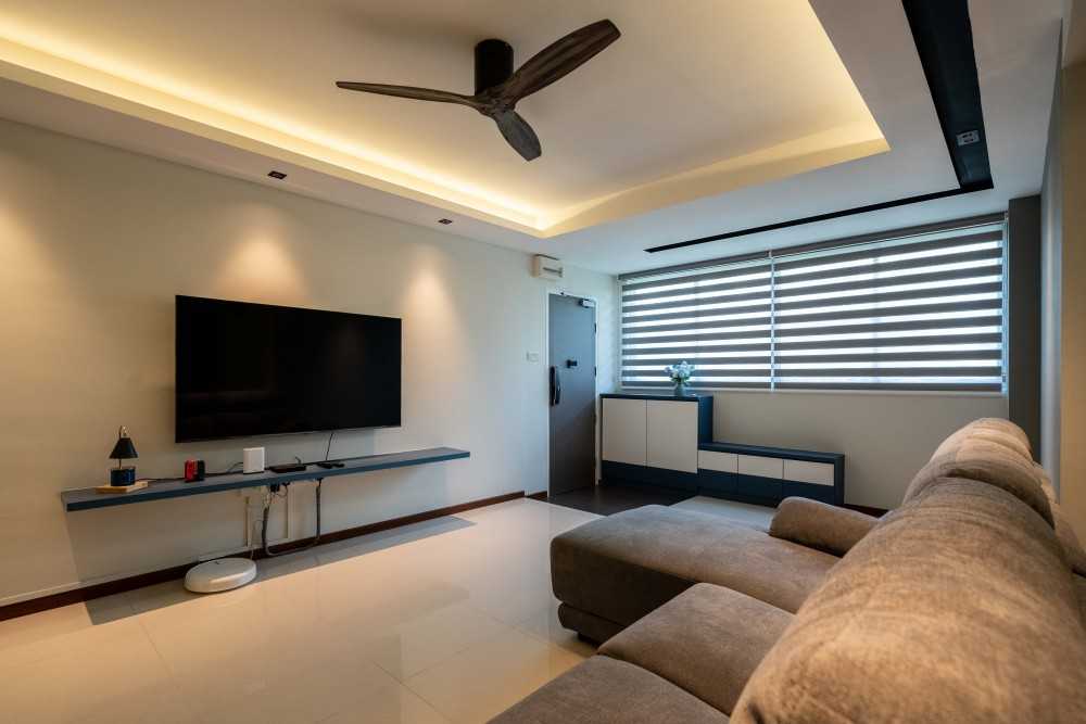 Contemporary Living Room with TV Console and Sofa