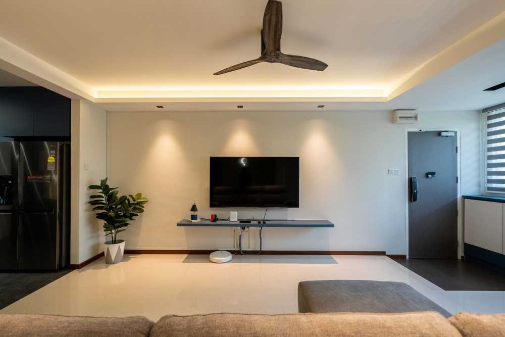 Contemporary Living Room with Feature Wall and Sofa